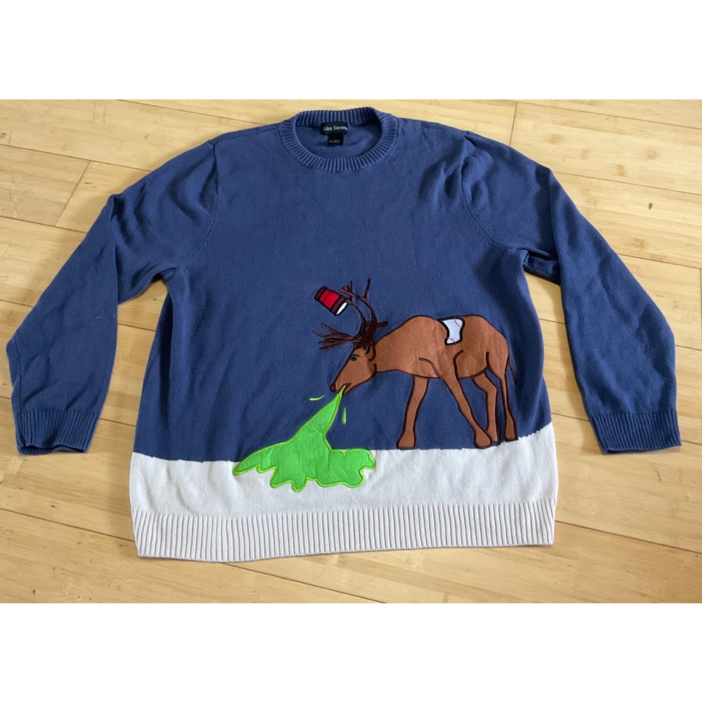 Christmas reindeer sweater size XL, Alex Stevens